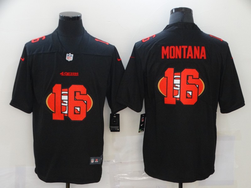 Men's San Francisco 49ers #16 Joe Montana Black Alternate Jersey